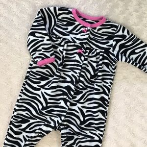 Carter’s Fleece Zebra Print Romper Black Pink 6M